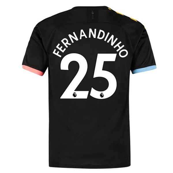 Camiseta Manchester City NO.25 Fernandinho Segunda 2019-2020 Negro